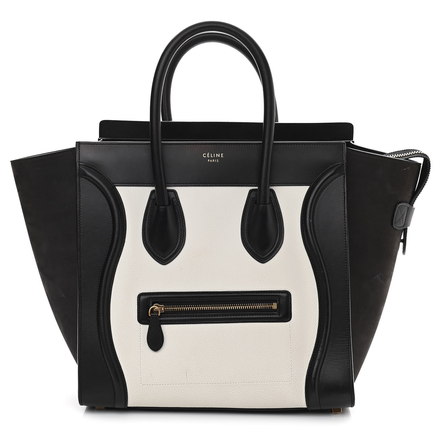 Celine Nubuck Drummed Calfskin Mini Bi-Color Luggage Black White 1 of 12