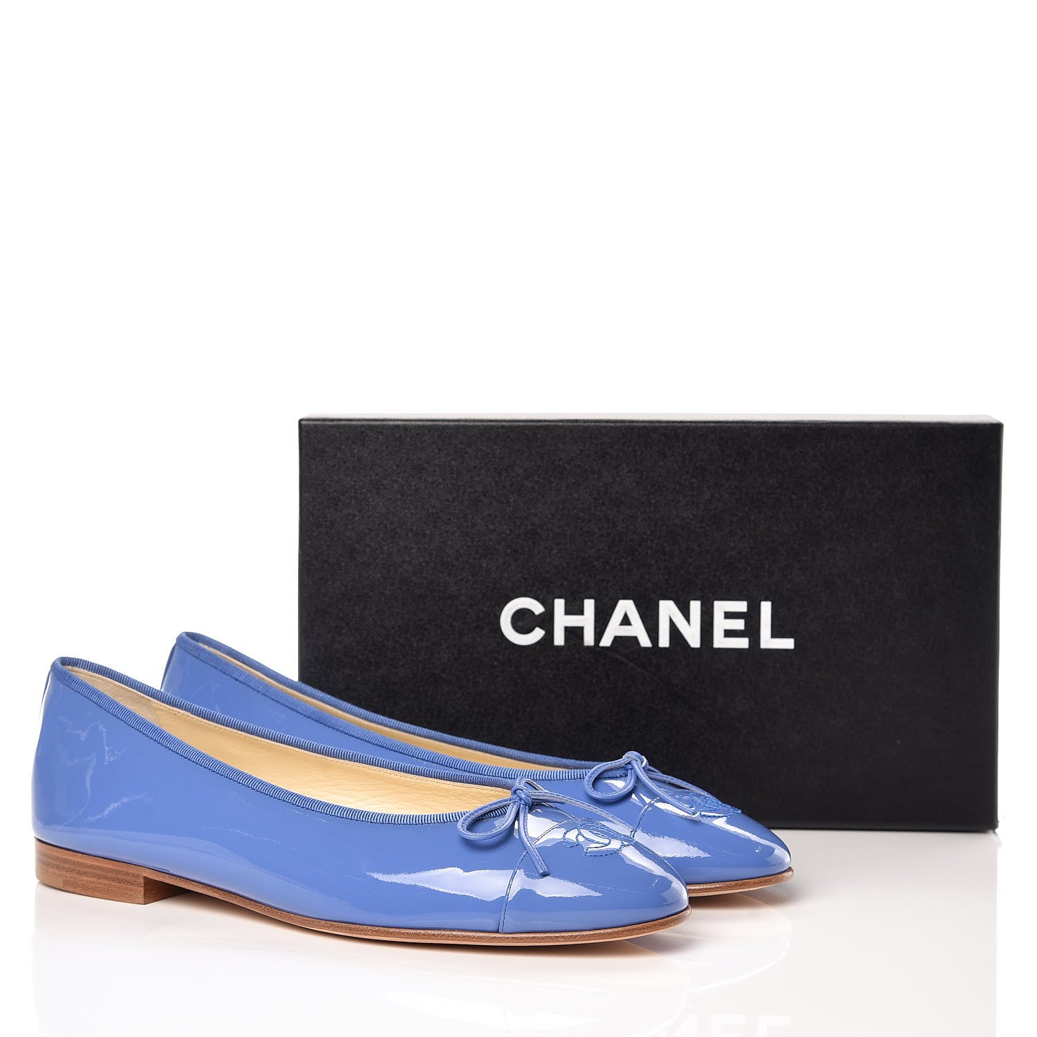 Chanel Patent Calfskin CC Cap Toe Ballerina Flats 41 Blue 9 of 9