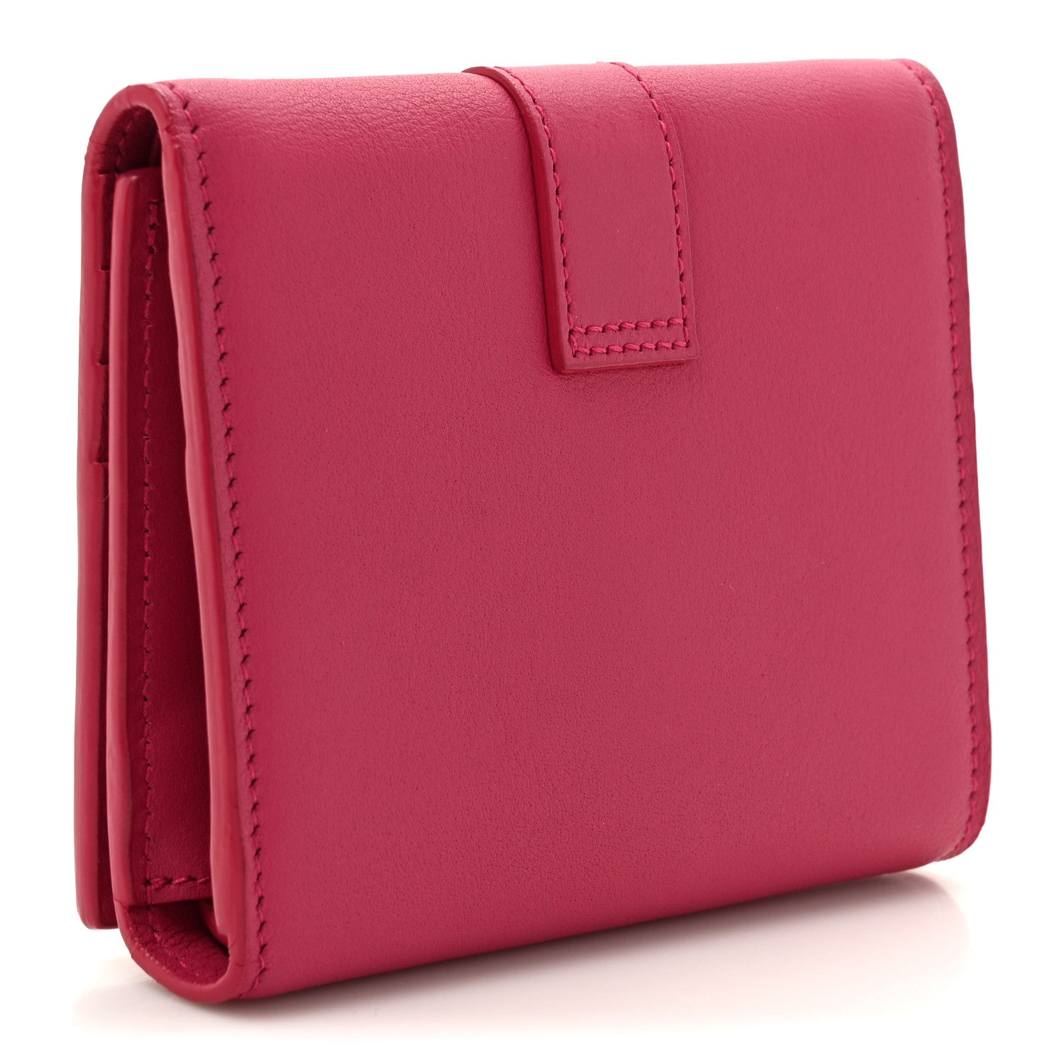 Saint Laurent Calfskin Classic Y Compact Wallet Fuchsia 3 of 9