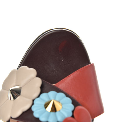 Fendi Calfskin Flowerland Studded Elsa Colorblock Sandals 39 Multicolor 8 of 10
