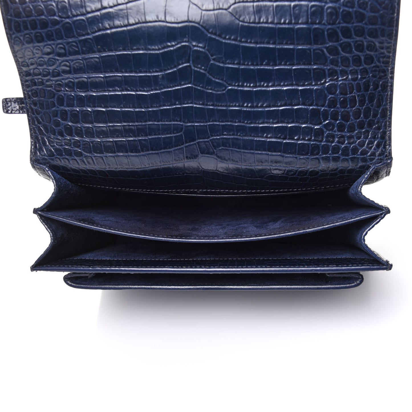 Calfskin Crocodile Embossed Medium Monogram Sunset Navy