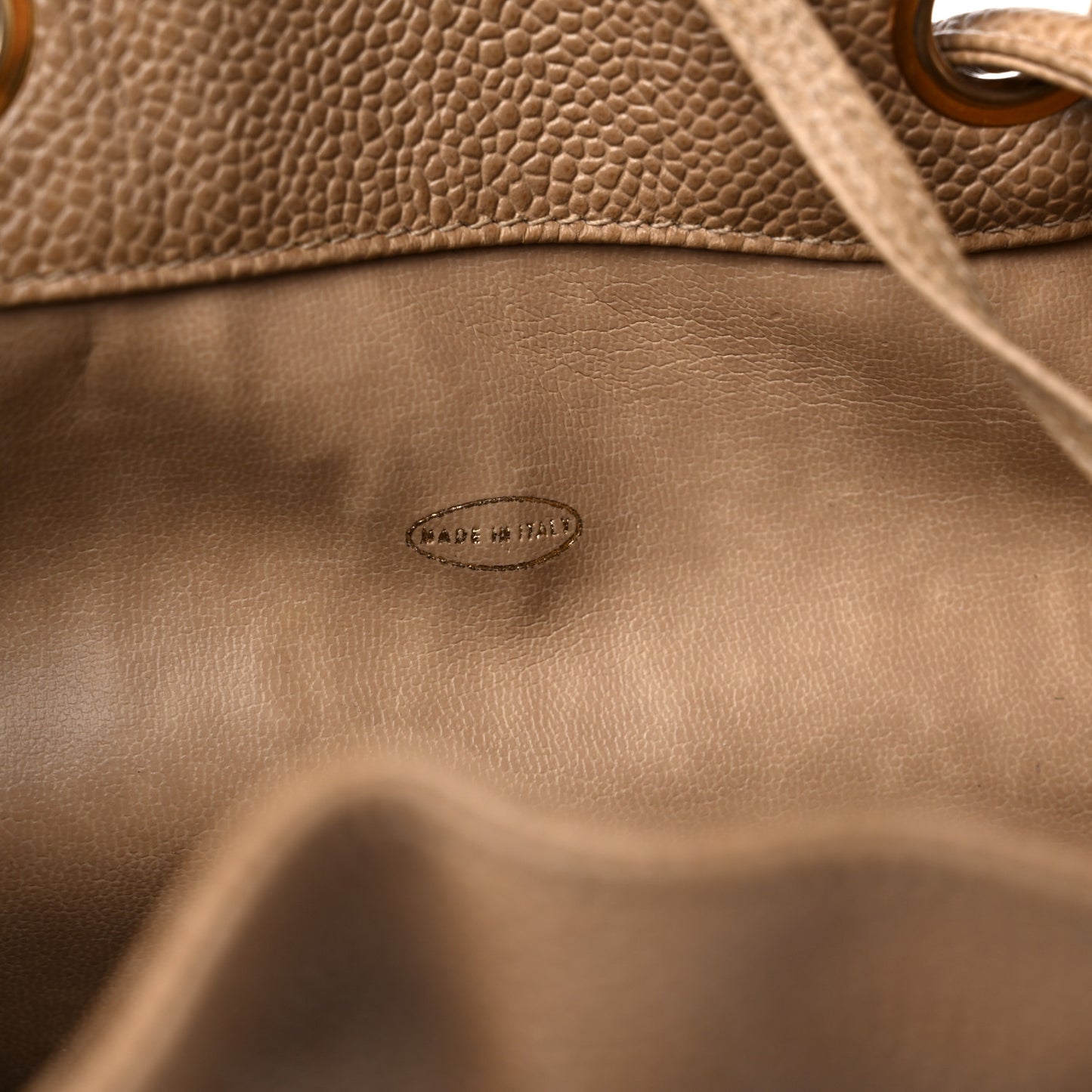Caviar Drawstring Shoulder Bag Beige
