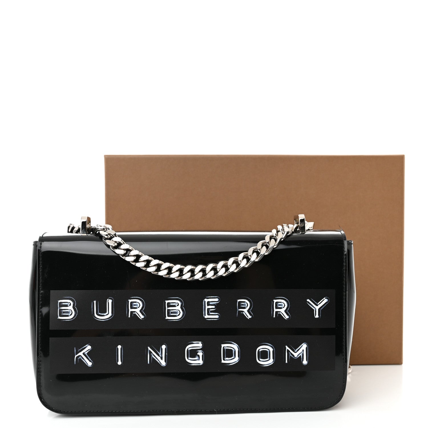 Burberry Patent Kingdom Flap Crossbody Black 12 of 12