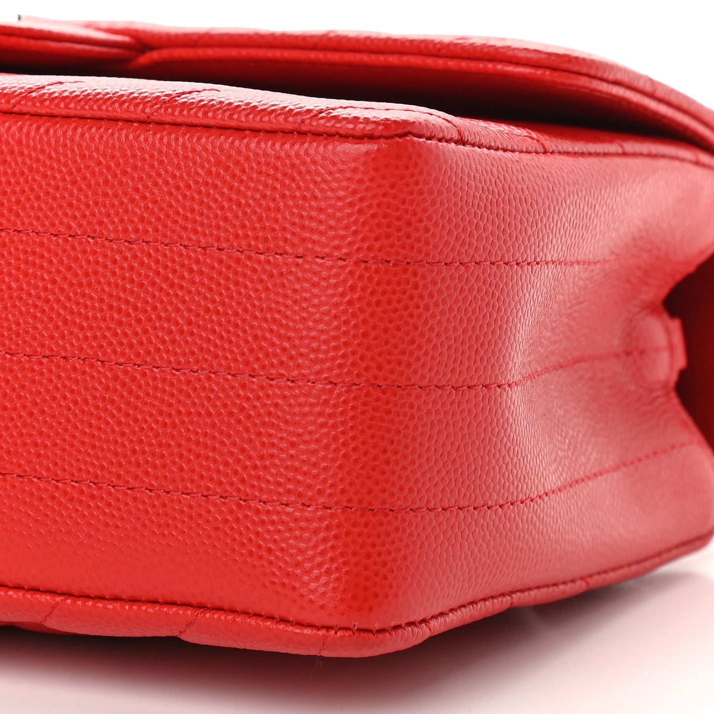 Caviar Chevron Quilted Mini Rectangular Flap Red