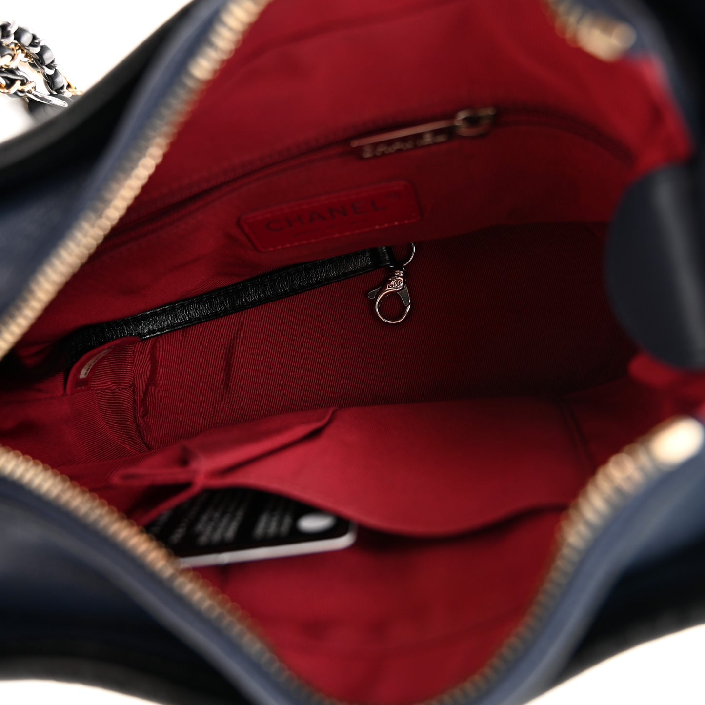 Aged Calfskin Quilted Small Gabrielle Hobo Navy Black