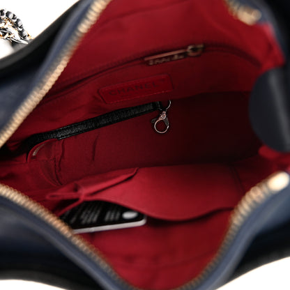 Chanel Aged Calfskin Quilted Small Gabrielle Hobo Navy Black 5 of 12