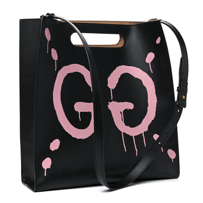 Gucci Calfskin GucciGhost Real Medium XL Tote Black Pink 3 of 20