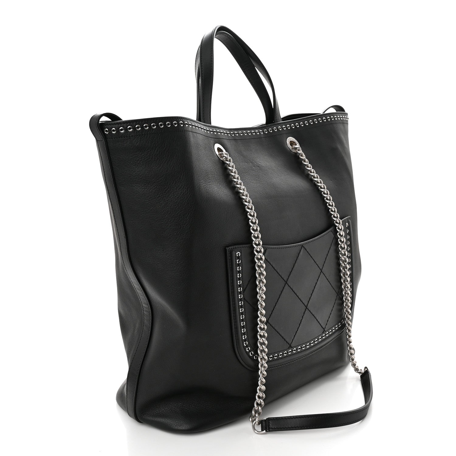 Chanel Grained Calfskin Large Coco Eyelets Shopping Tote Black 3 of 19