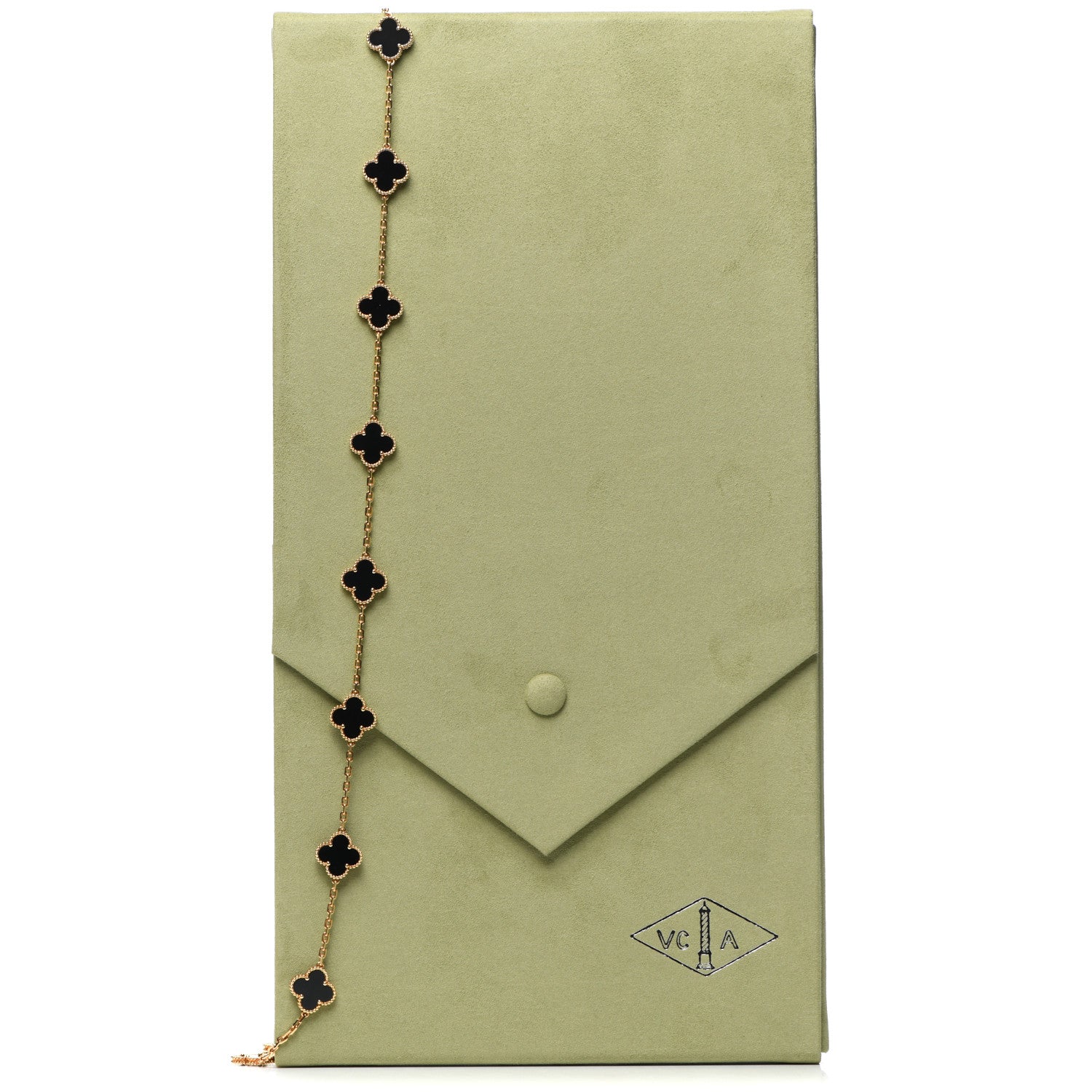 Van Cleef & Arpels 18K Yellow Gold Black Onyx 20 Motifs Vintage Alhambra Necklace 8 of 8
