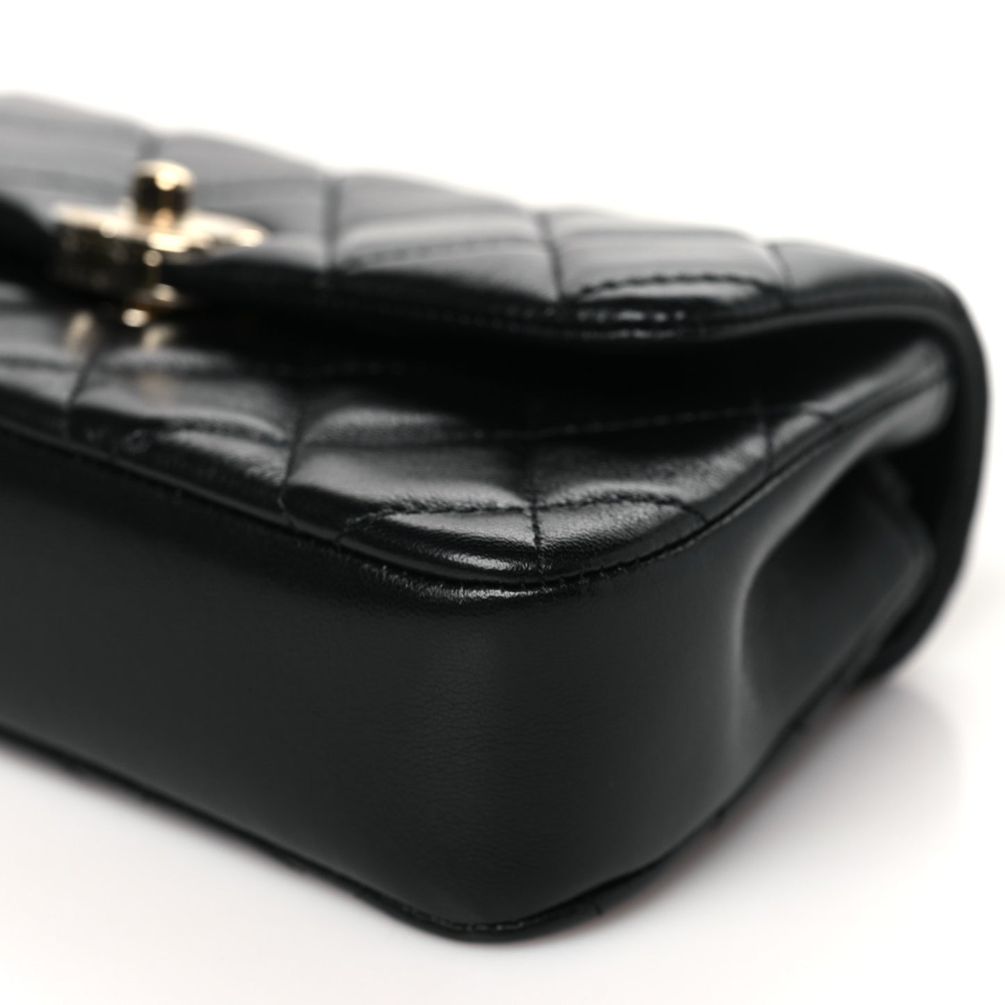 Lambskin Quilted Rectangular Clutch With Chain Black