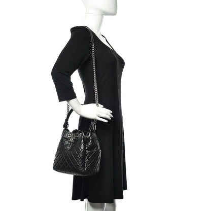 Chanel Lambskin Quilted CC Chain Drawstring Tote Black 2 of 11