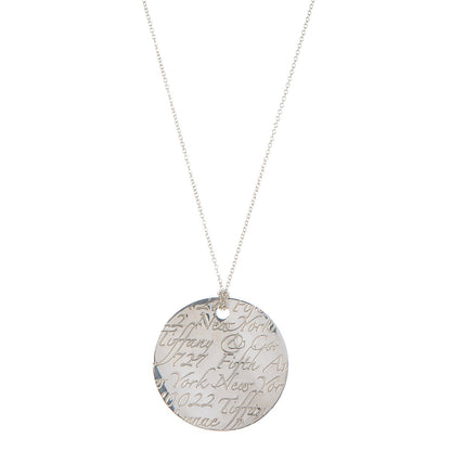 Tiffany Sterling Silver Notes New York 5th Avenue Round Large Pendant Necklace 3 of 7