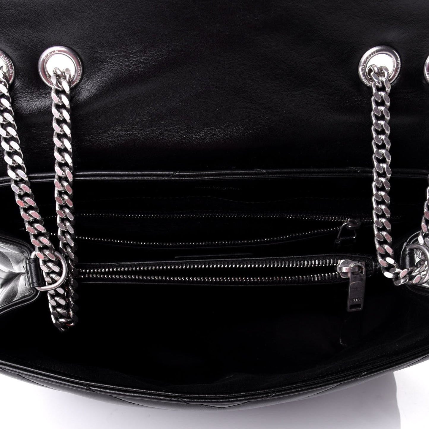 Calfskin Y Quilted Monogram Medium Loulou Chain Satchel Black