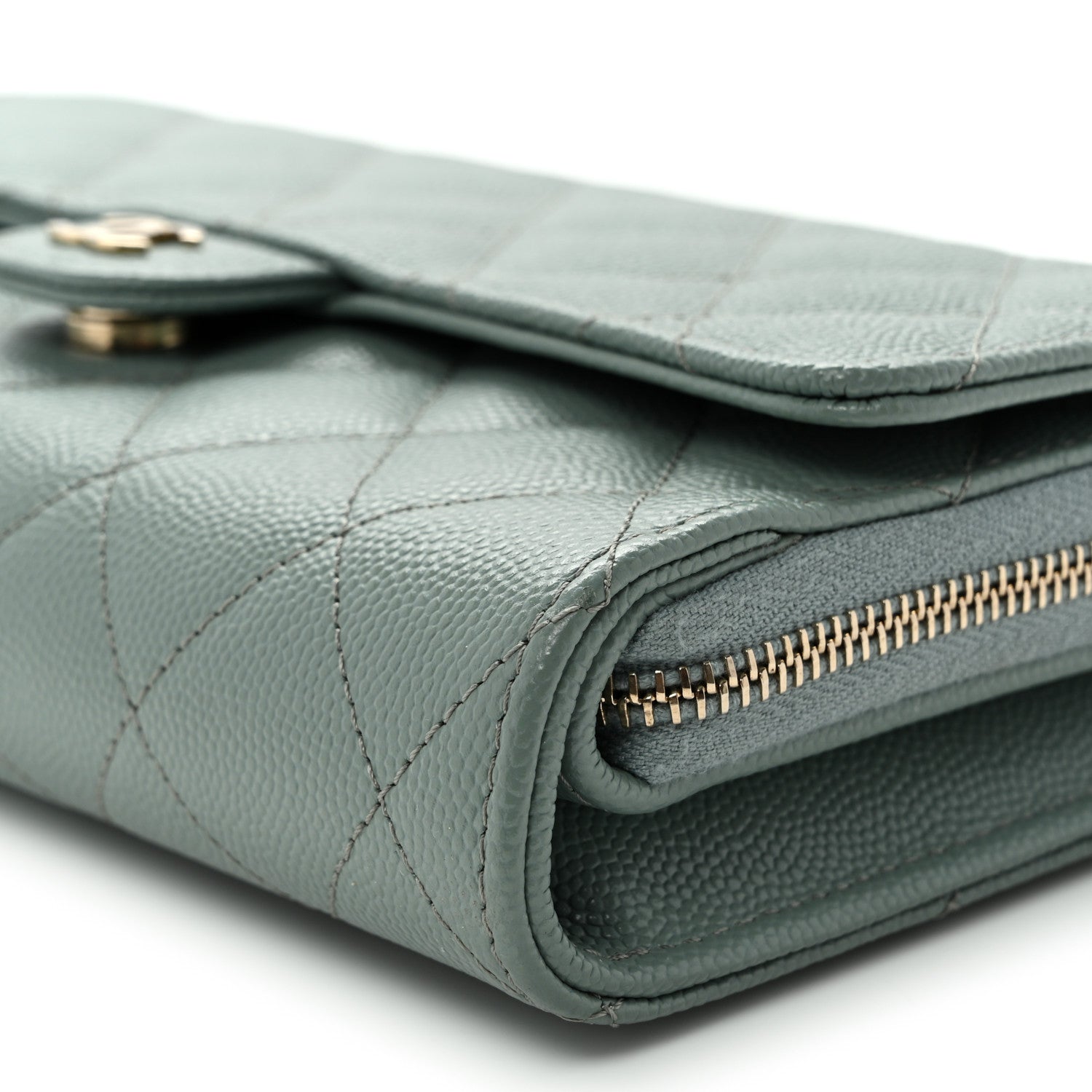 Chanel Caviar Quilted Phone Holder Wallet on Removable Chain Light Blue 12 of 12