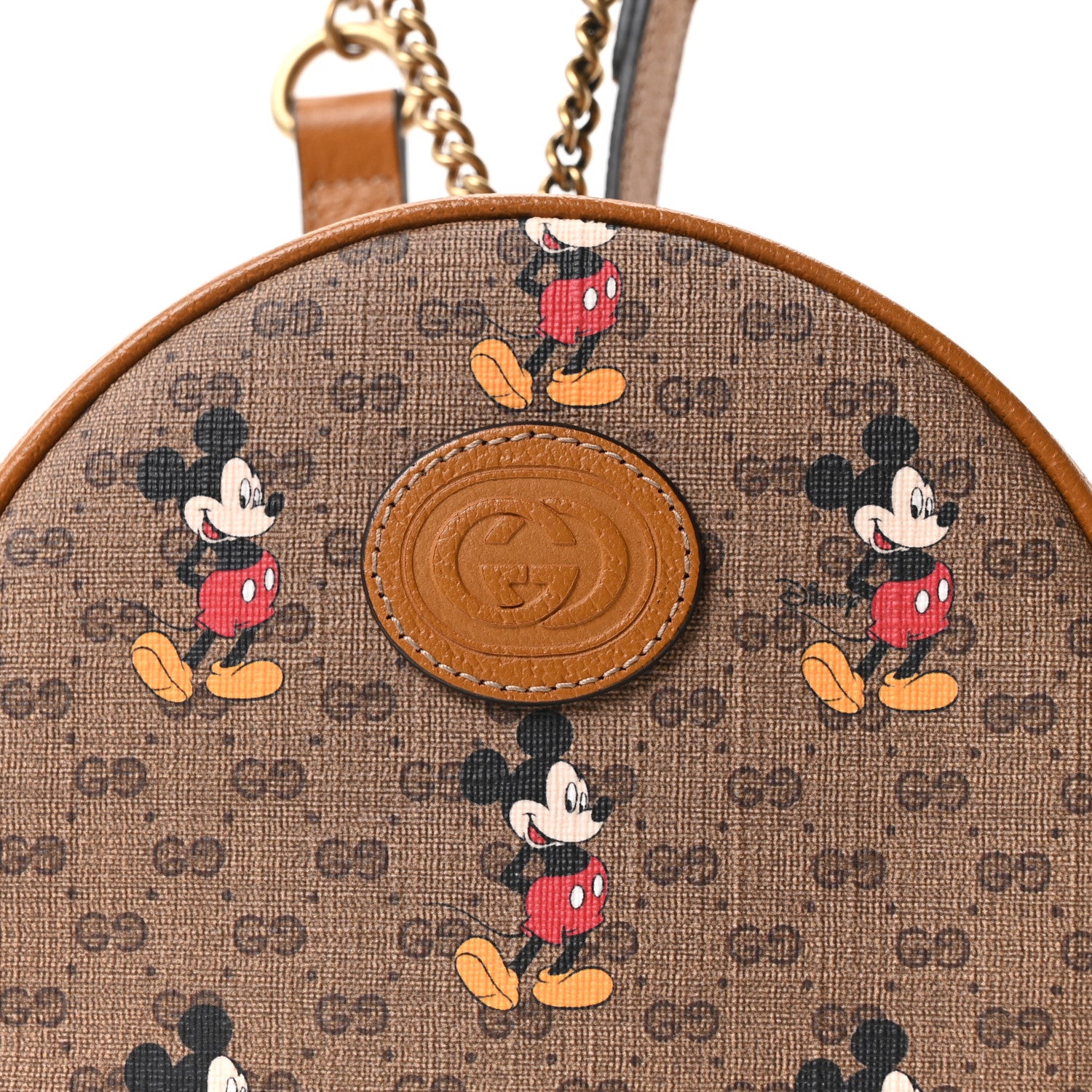 Gucci Mini Vintage GG Supreme Monogram Mickey Mouse Round Backpack Beige Vintage Sun Oil 8 of 10