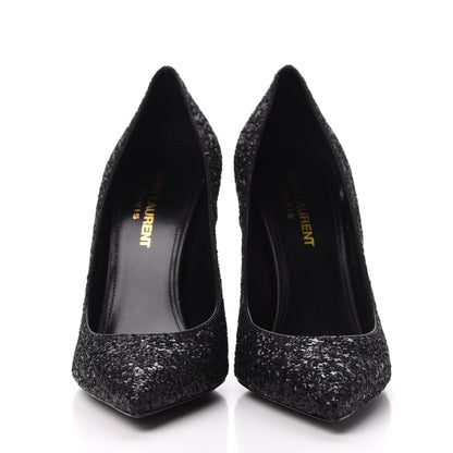Saint Laurent Glitter Opyum Pumps 36 Black 2 of 9