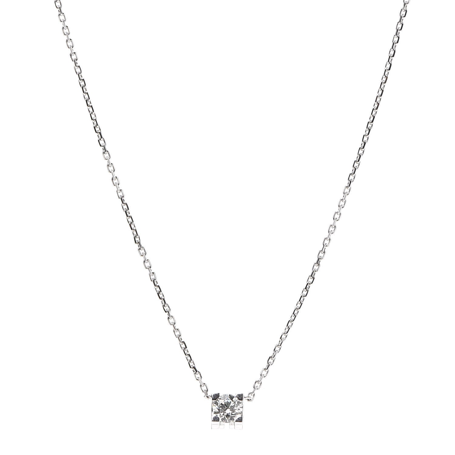 Cartier 18K White Gold Diamond .24ct C De Cartier Pendant Necklace 1 of 7