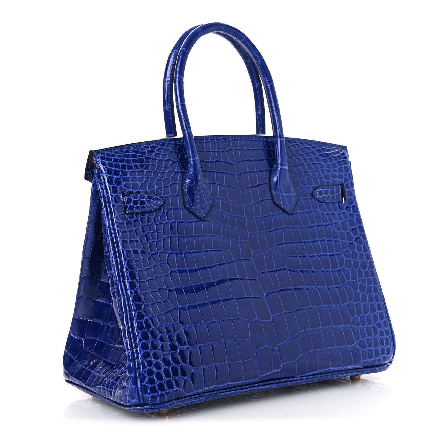 Hermes Shiny Porosus Crocodile Horseshoe Birkin 30 Bleu Electrique Magnolia 3 of 13