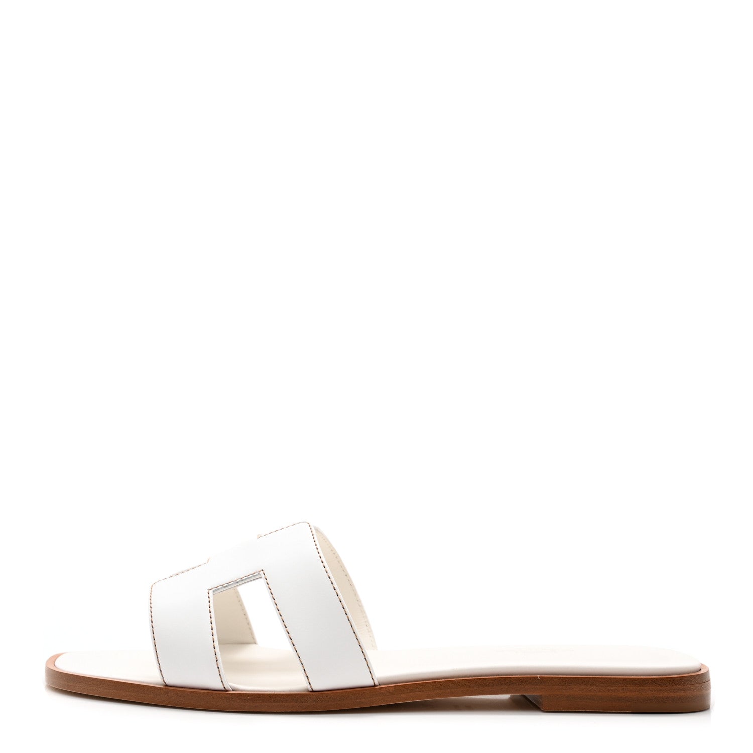 Hermes Box Calfskin Oran Sandals 38.5 White 1 of 10