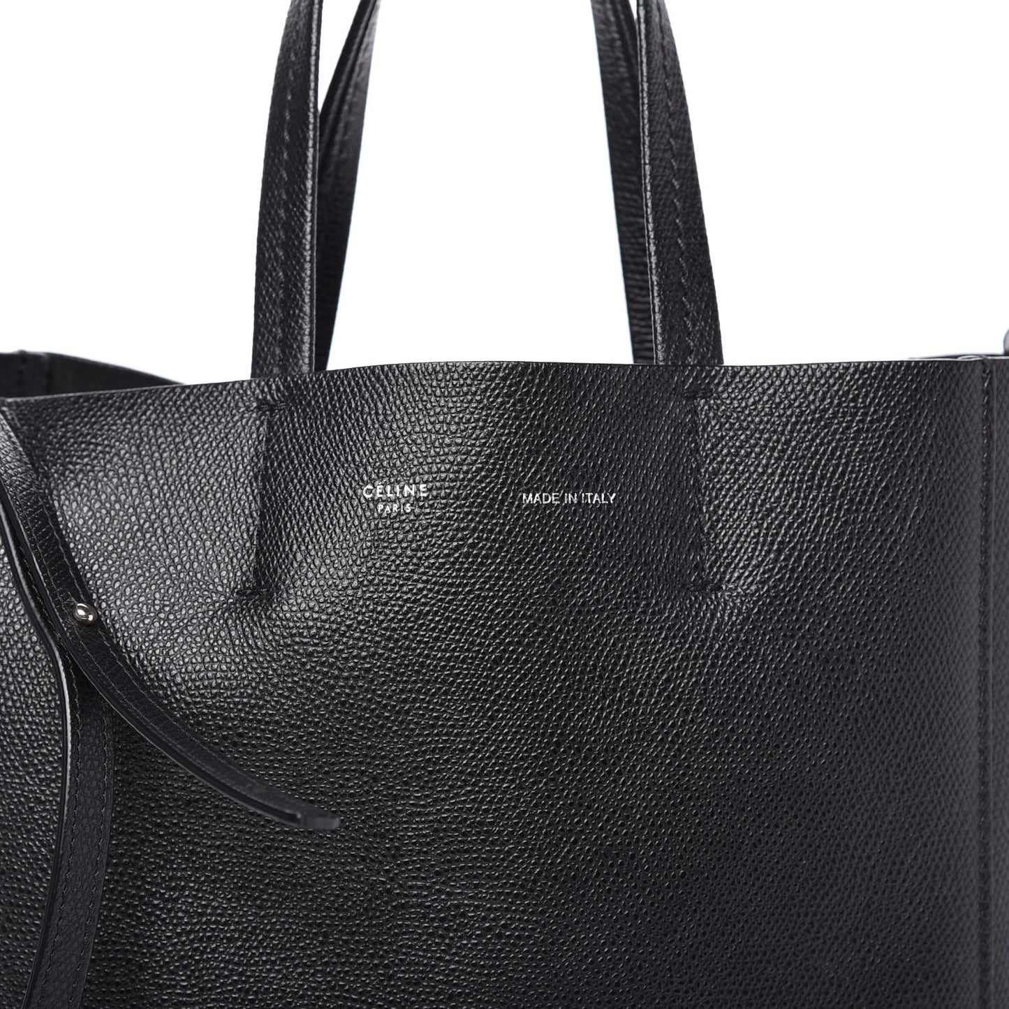 Grained Calfskin Small Vertical Cabas Black