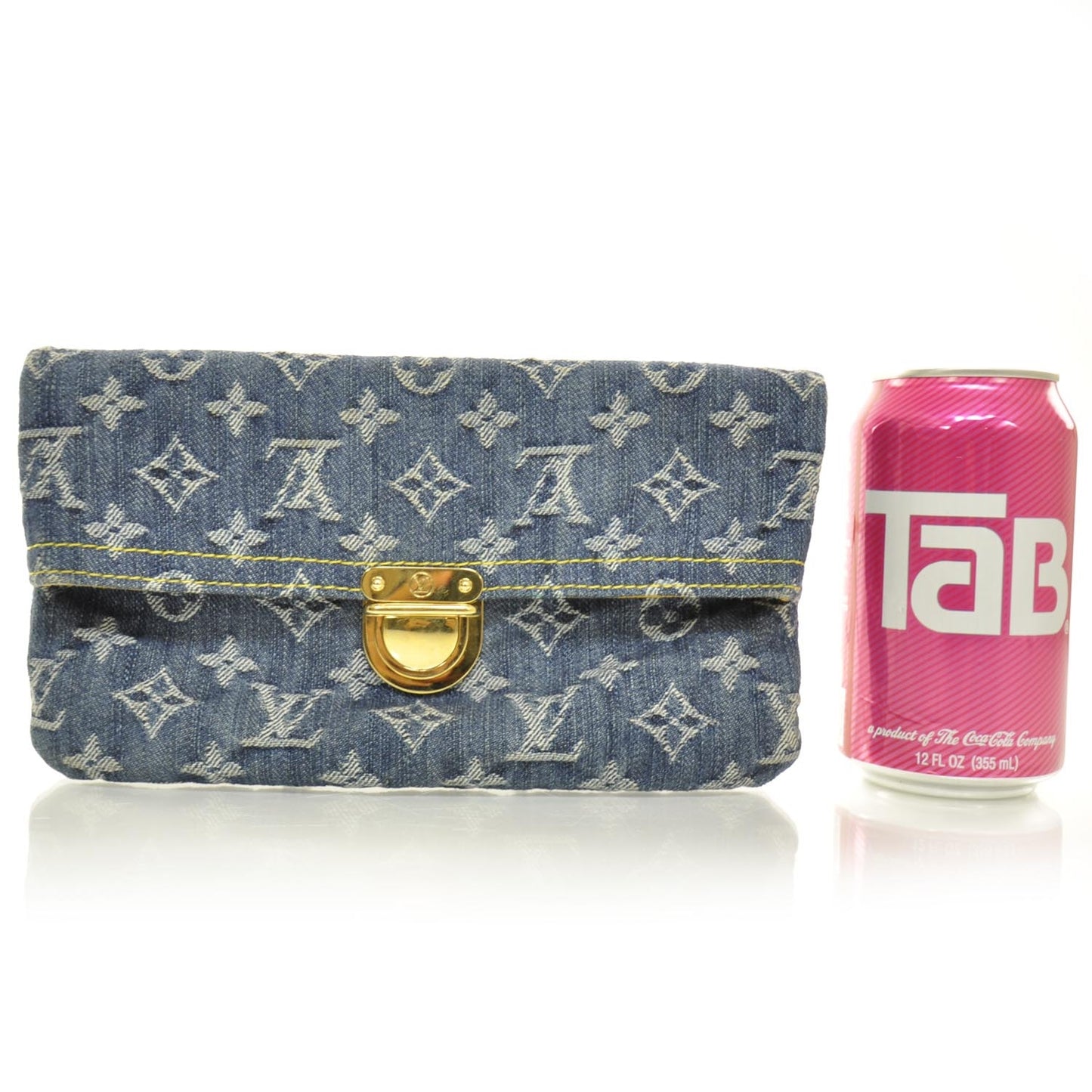 Monogram Denim Pochette Plat Clutch Blue