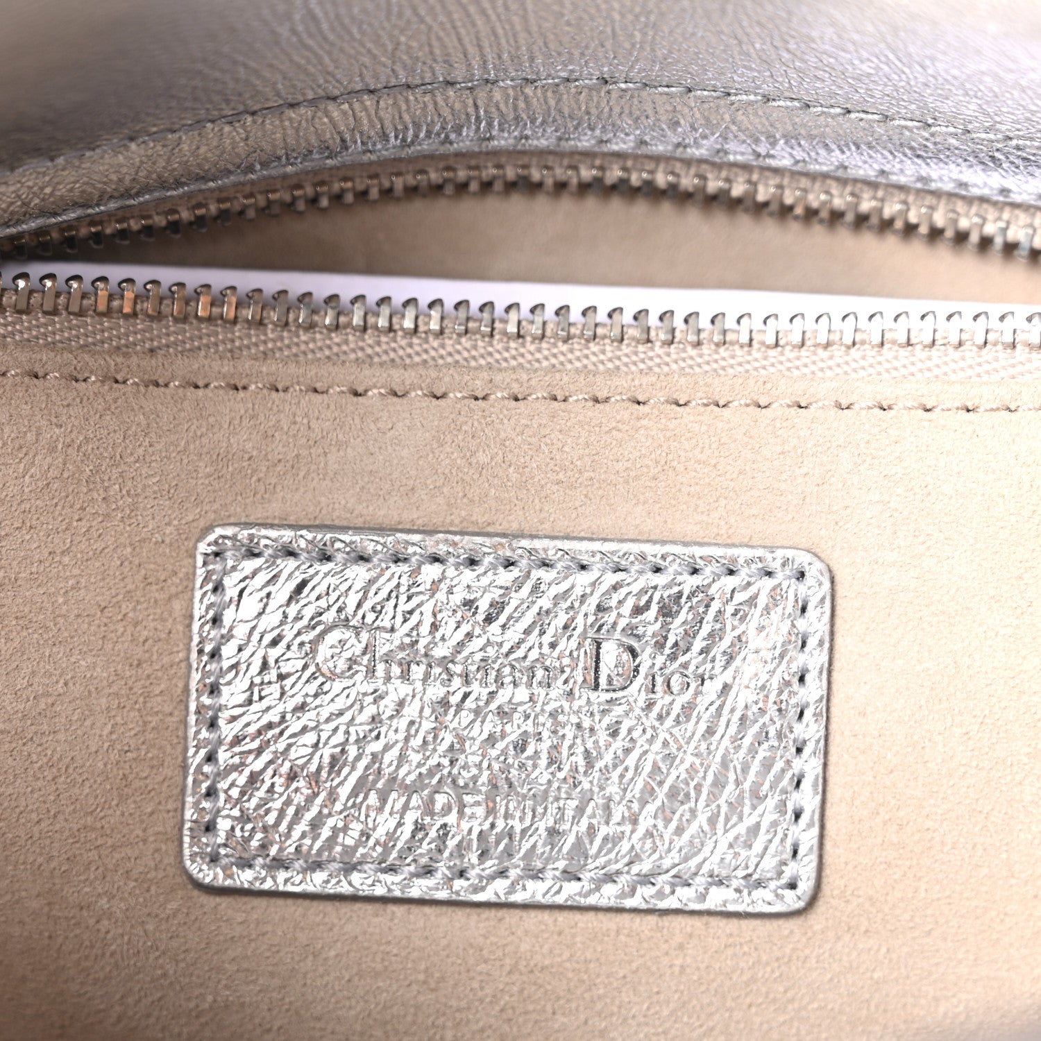 Christian Dior Metallic Grained Calfskin Cannage Small Lucky Badges My Lady Dior Silver 6 of 10
