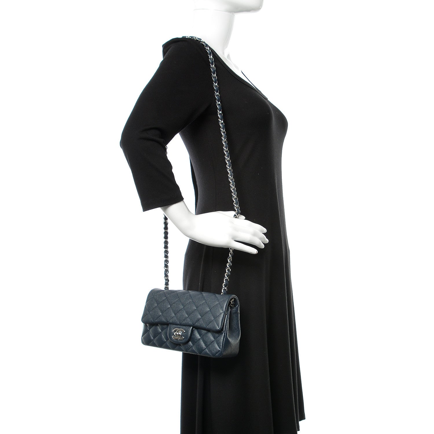 Chanel Caviar Quilted Mini Rectangular Flap Navy 2 of 11