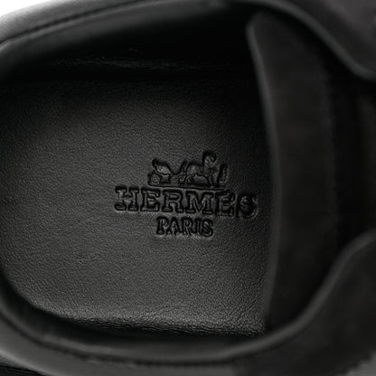 Hermes Goatskin Suede Goatskin Bouncing Sneakers 38 Black White 6 of 8