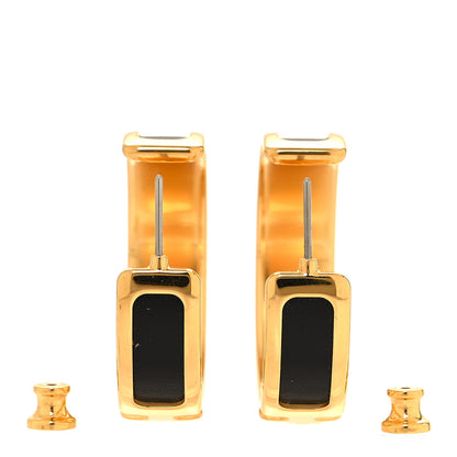 Hermes Box Calfskin Olympe Hoop Earrings Black 3 of 7