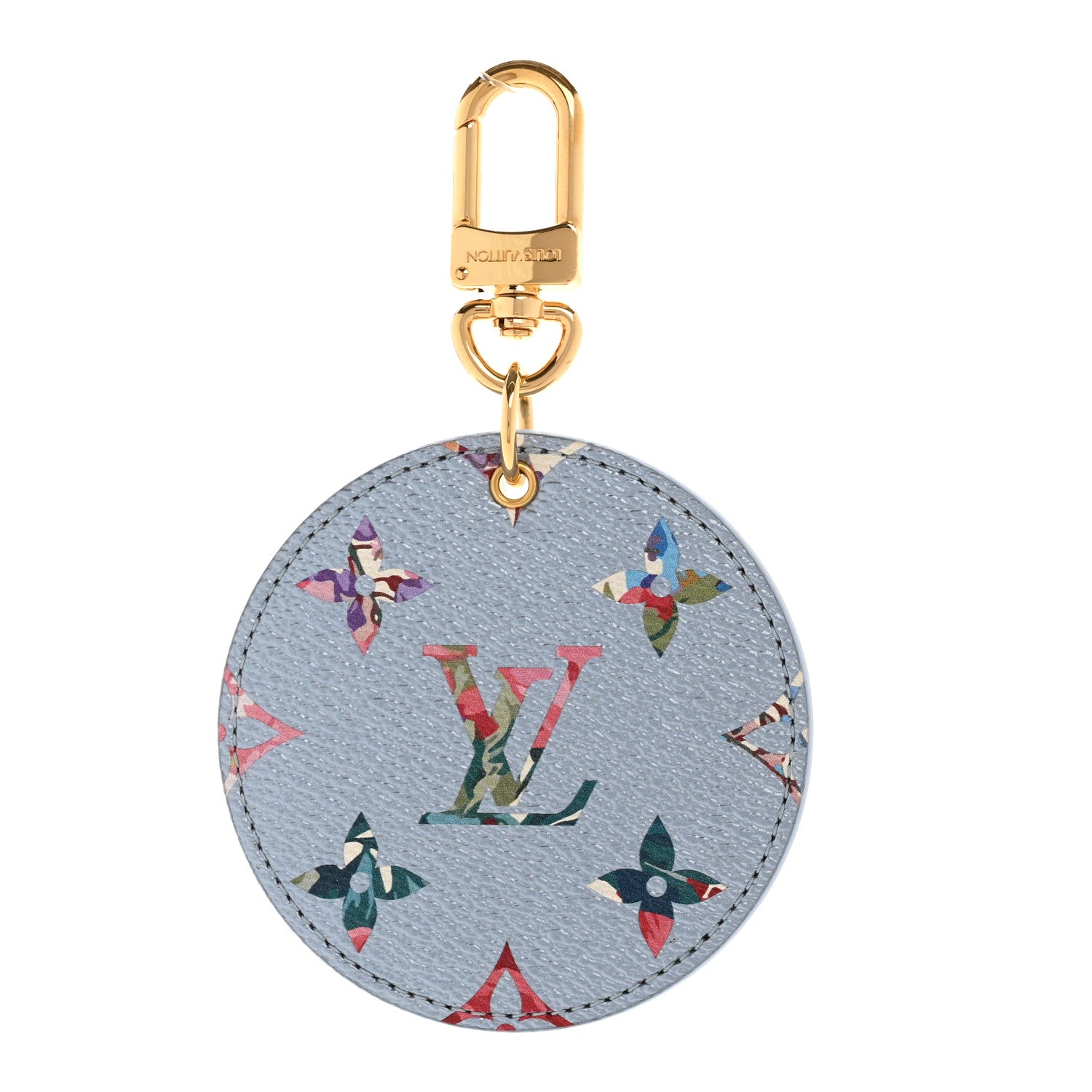 Louis Vuitton Metallic Monogram LV Garden Illustre Bag Charm Key Ring Blue 1 of 4