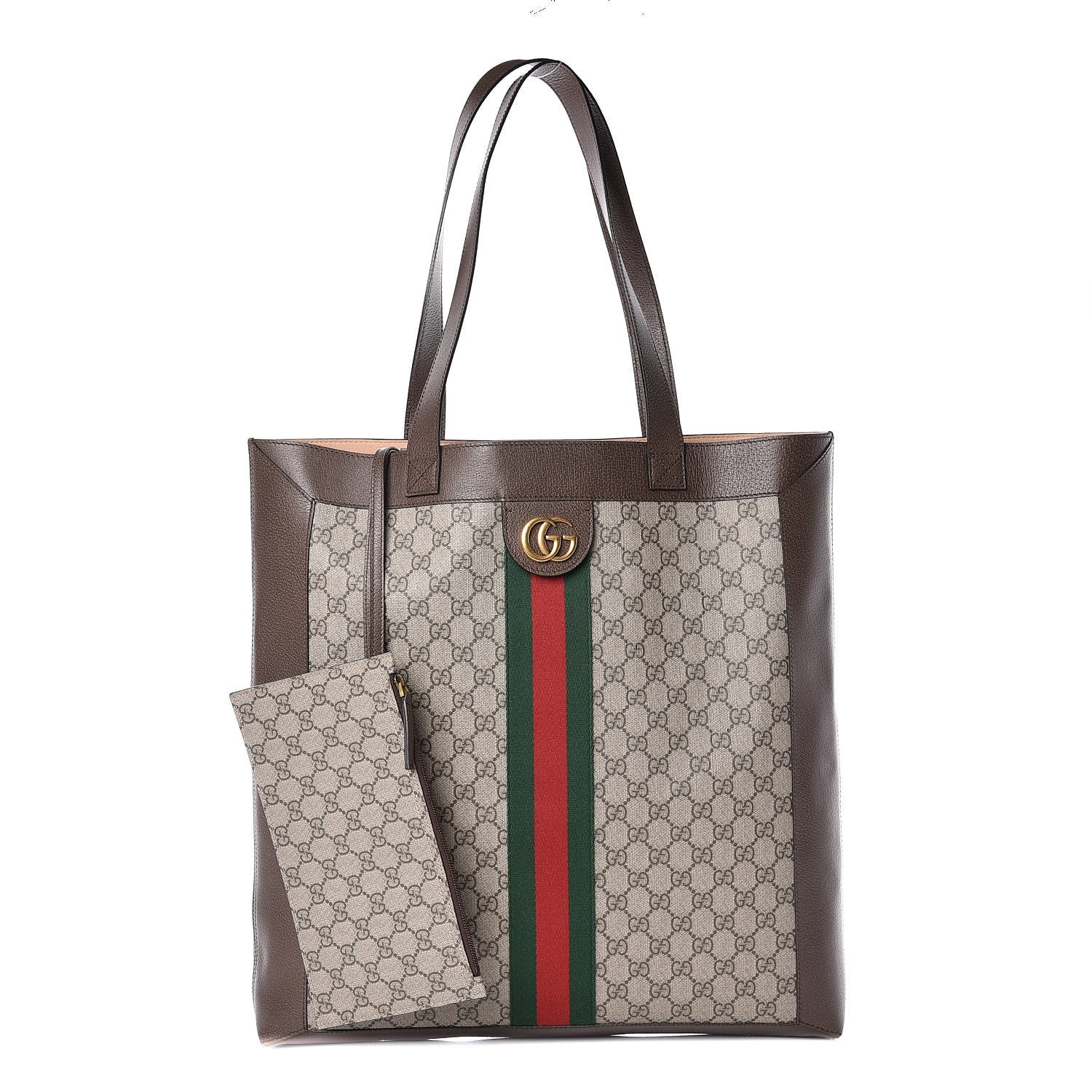 Gucci GG Supreme Monogram Web Large Ophidia Vertical Shopping Tote Brown 1 of 10