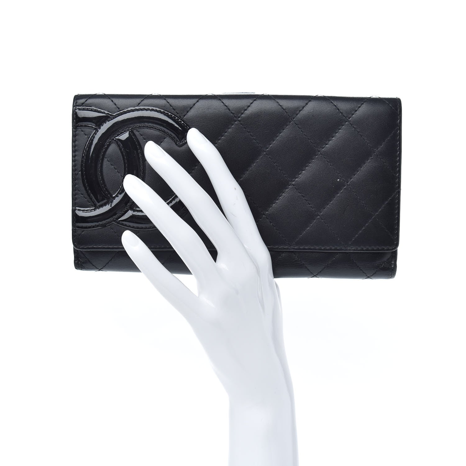Chanel Calfskin Quilted Cambon Long Double Wallet Black 2 of 7