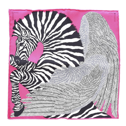 Hermes Silk Carre Zebra Pegasus Nano Scarf 20 Rose Bonbon Black White 1 of 3