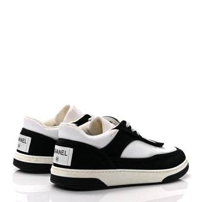 Chanel Fabric Womens Logo Sneakers 38.5 Black White 4 of 8