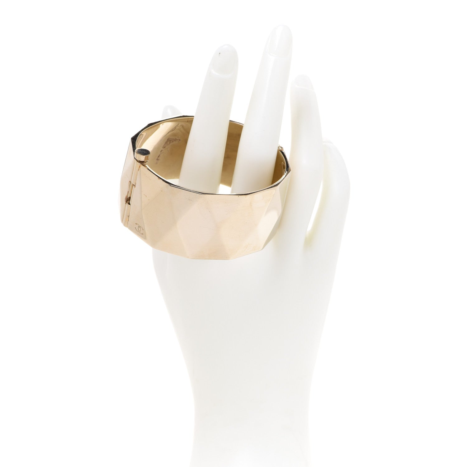 Chanel Quilted Metal CC Cuff Gold 2 of 7