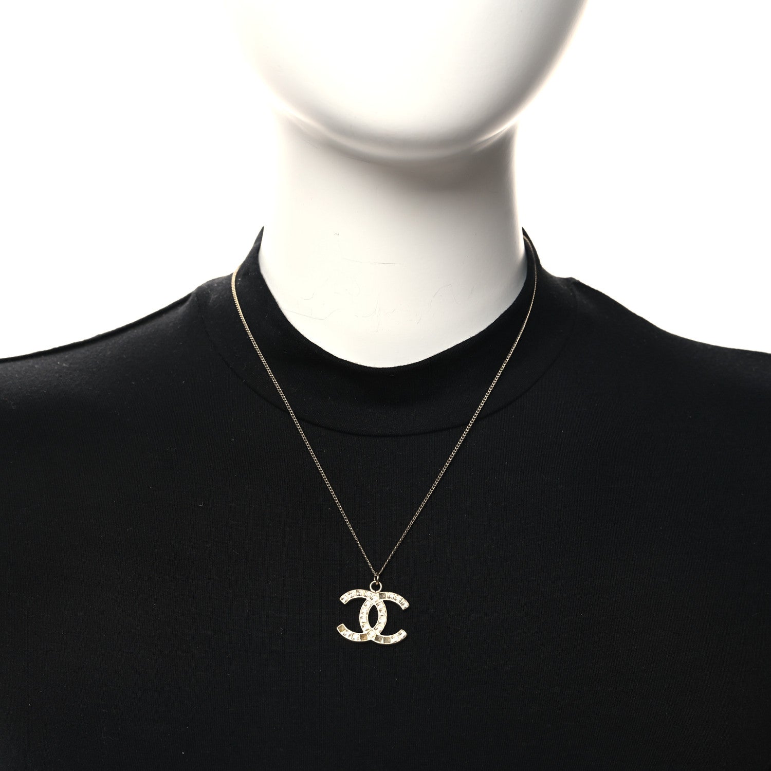 Chanel Baguette Crystal CC Necklace Light Gold 2 of 6