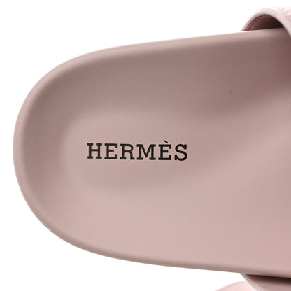 Hermes Suede Goatskin Womens Chypre Sandals 38 Rose Porcelaine 6 of 9