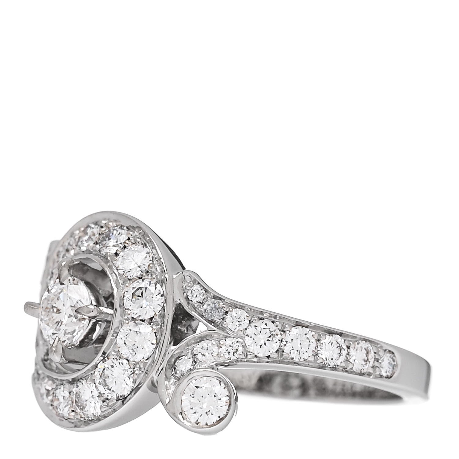 Van Cleef & Arpels 18K White Gold Diamond Nid du Paradis Ring 50 5.25 3 of 5