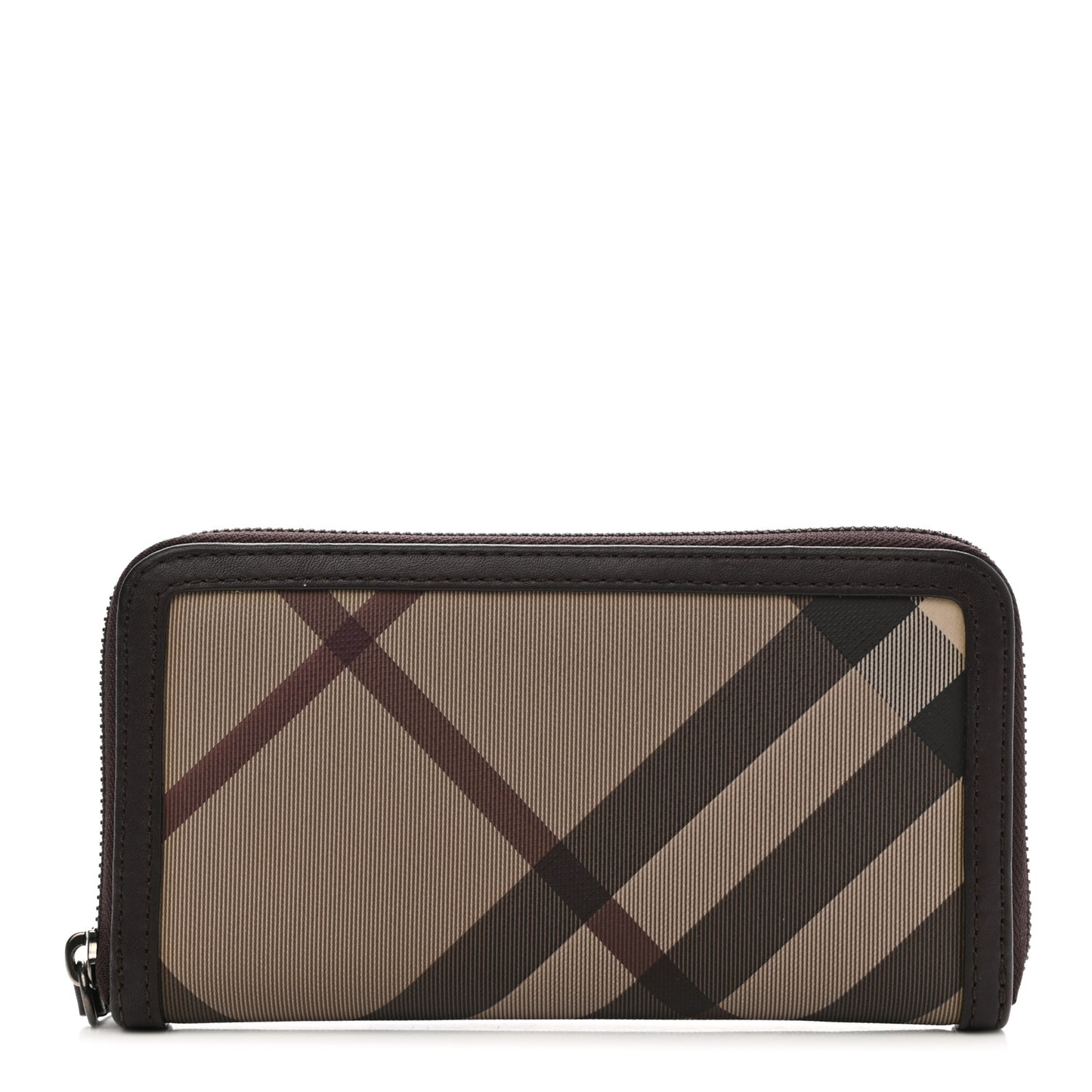 Smoked Check Zip Around Wallet Chocolate