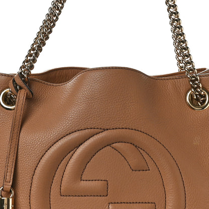 Gucci Pebbled Calfskin Medium Soho Chain Shoulder Bag Camelia 11 of 14