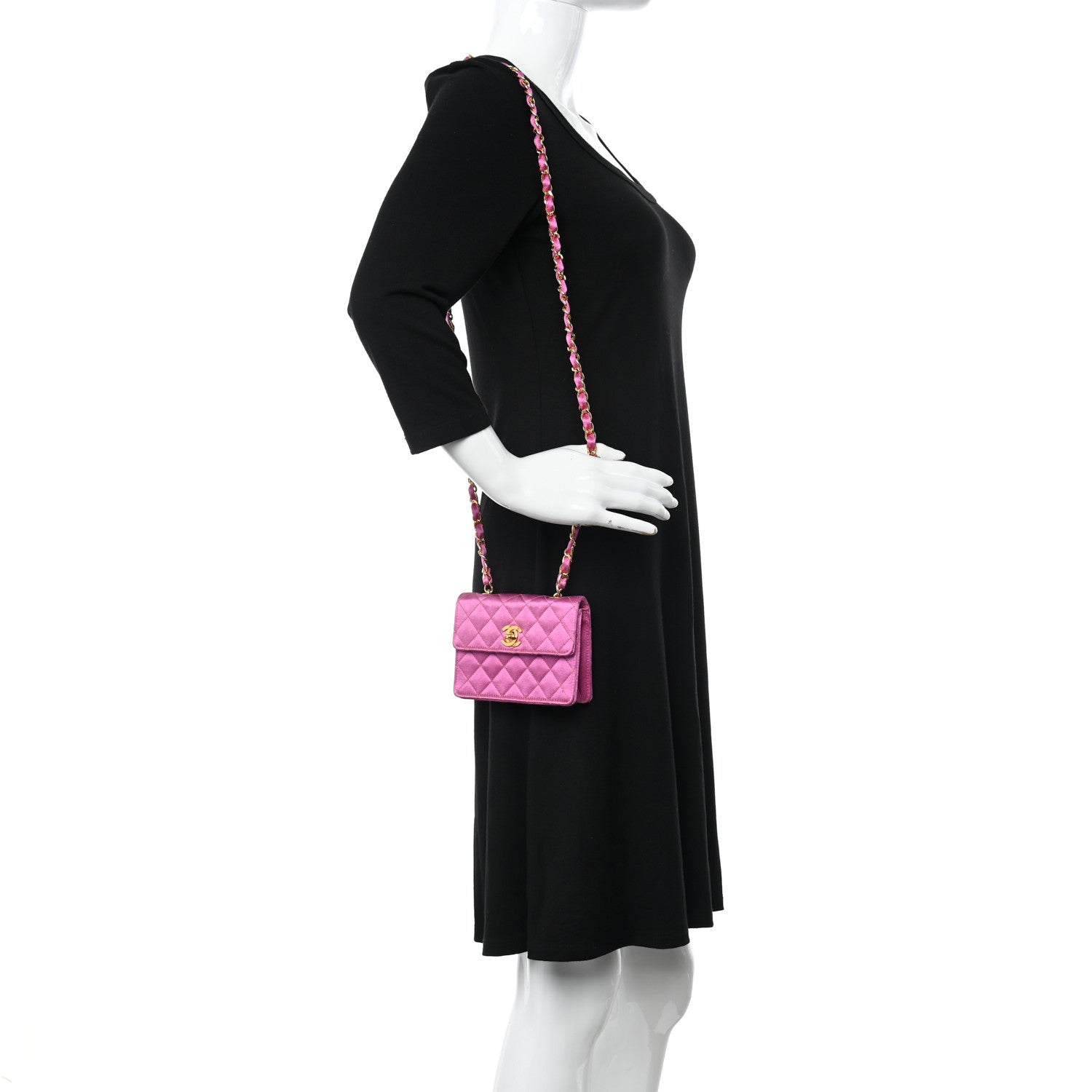 Chanel Satin Quilted Mini Square Flap Pink 2 of 13