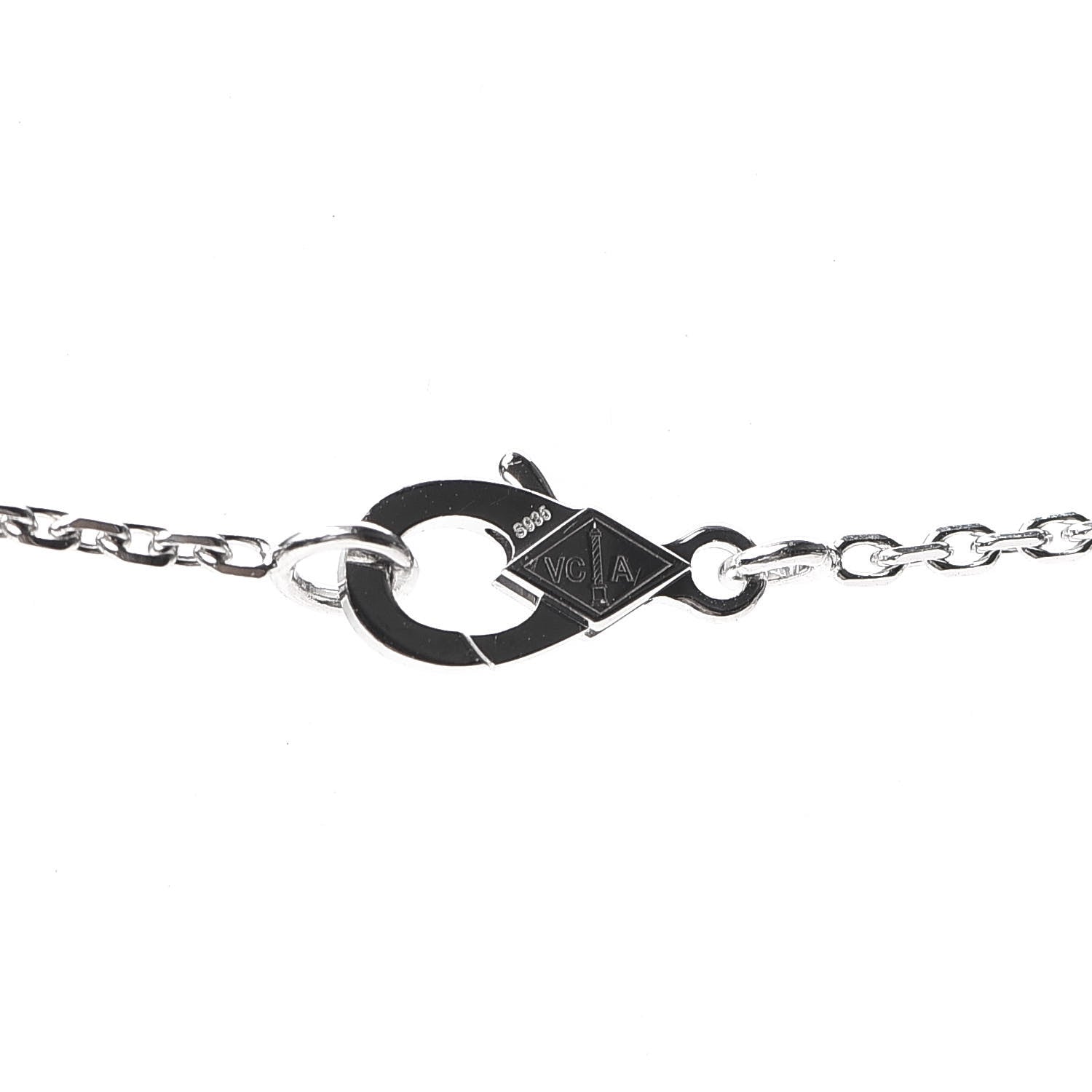 Van Cleef & Arpels 18K White Gold Diamond Guilloche Vintage Alhambra Pendant Necklace 6 of 8