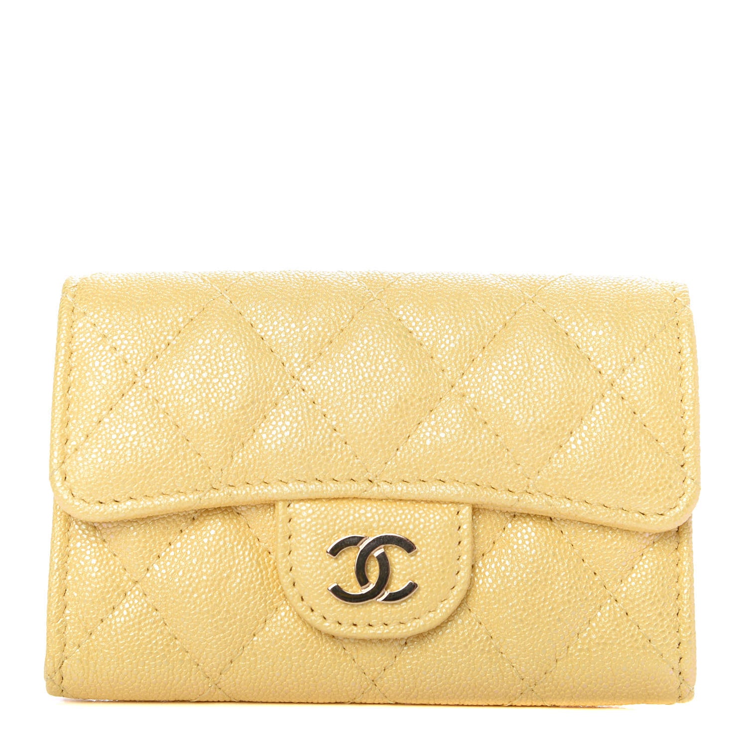 Chanel Iridescent Caviar Quilted Flap Card Holder Yellow 1 of 9