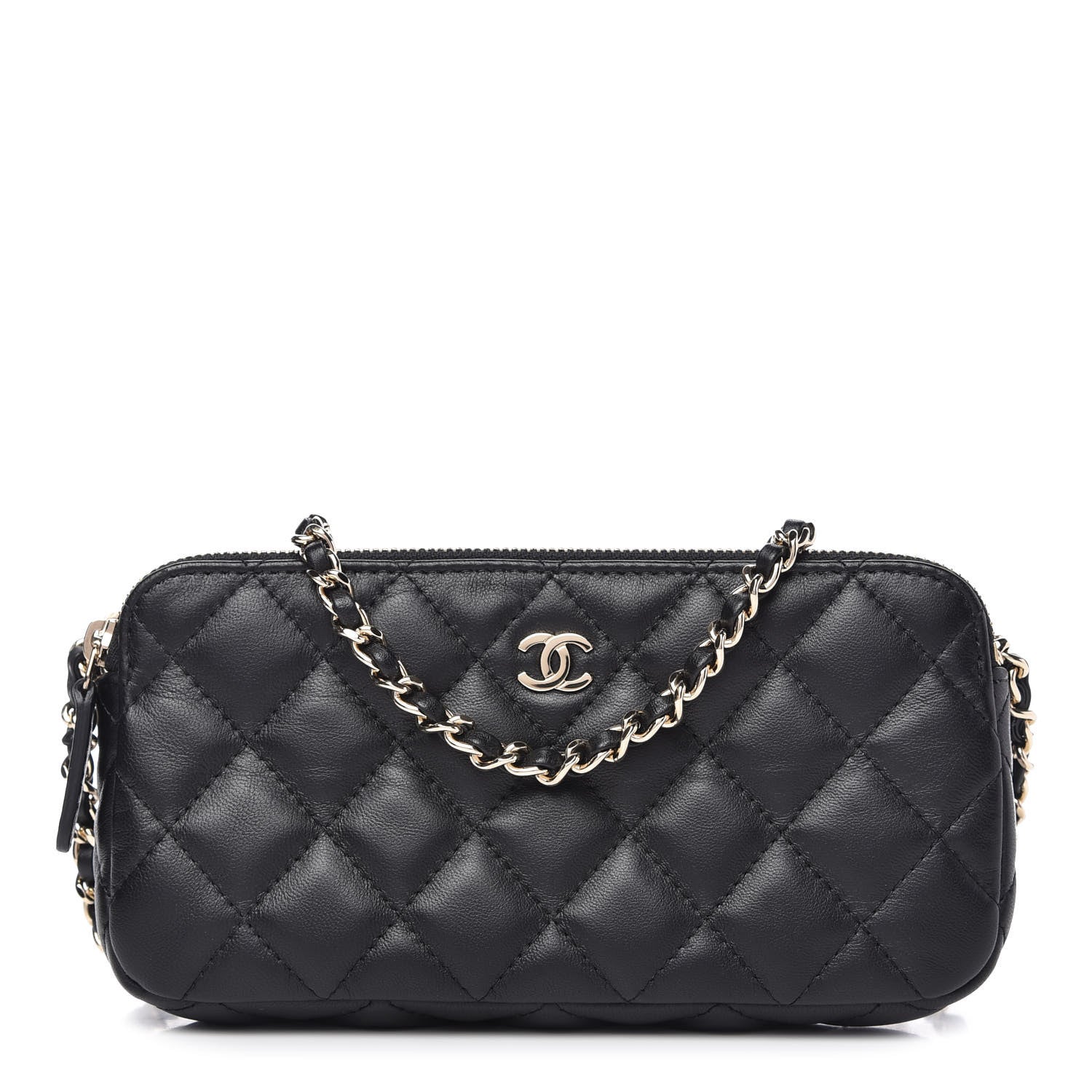 Chanel Lambskin Quilted Small Clutch With Chain Black 1 of 12