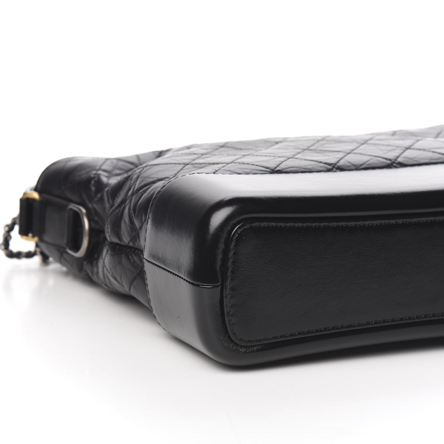 Aged Calfskin Quilted Large Gabrielle Hobo Black