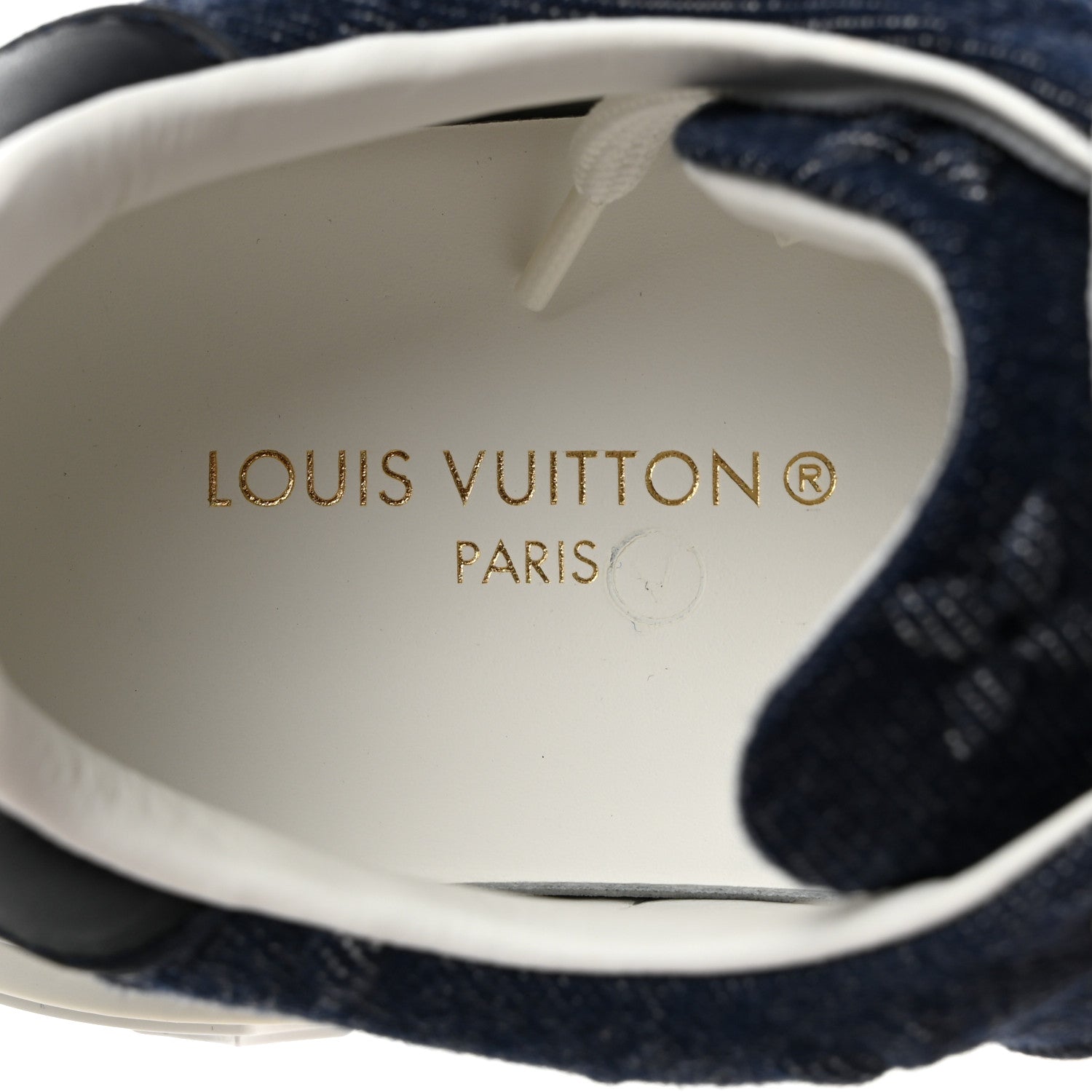 Louis Vuitton Denim Monogram Debossed Time Out Sneakers 37 Blue 6 of 9