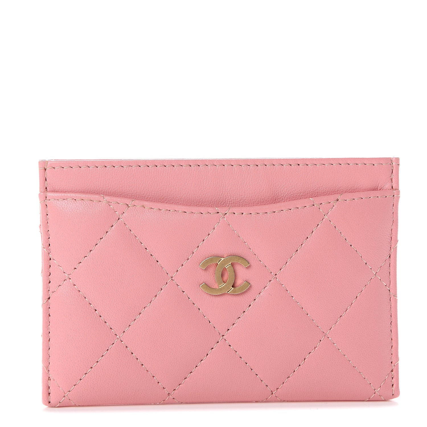Chanel Lambskin Quilted Card Holder Pink 1 of 8