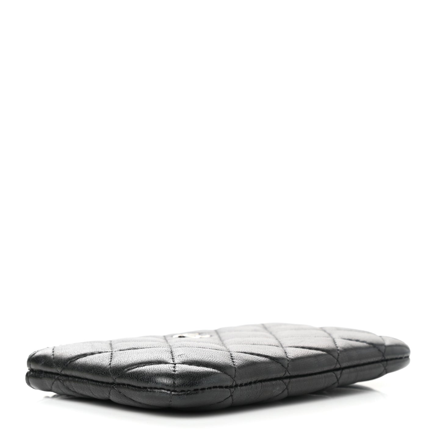 Lambskin Quilted Small Cosmetic Case Black