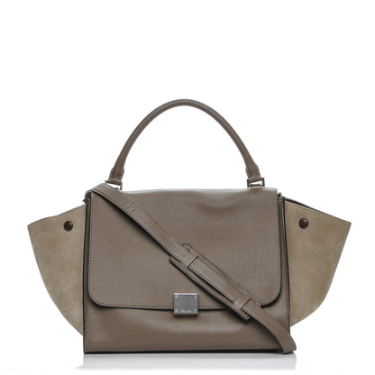 Celine Drummed Calfskin Suede Medium Trapeze Souris 1 of 6