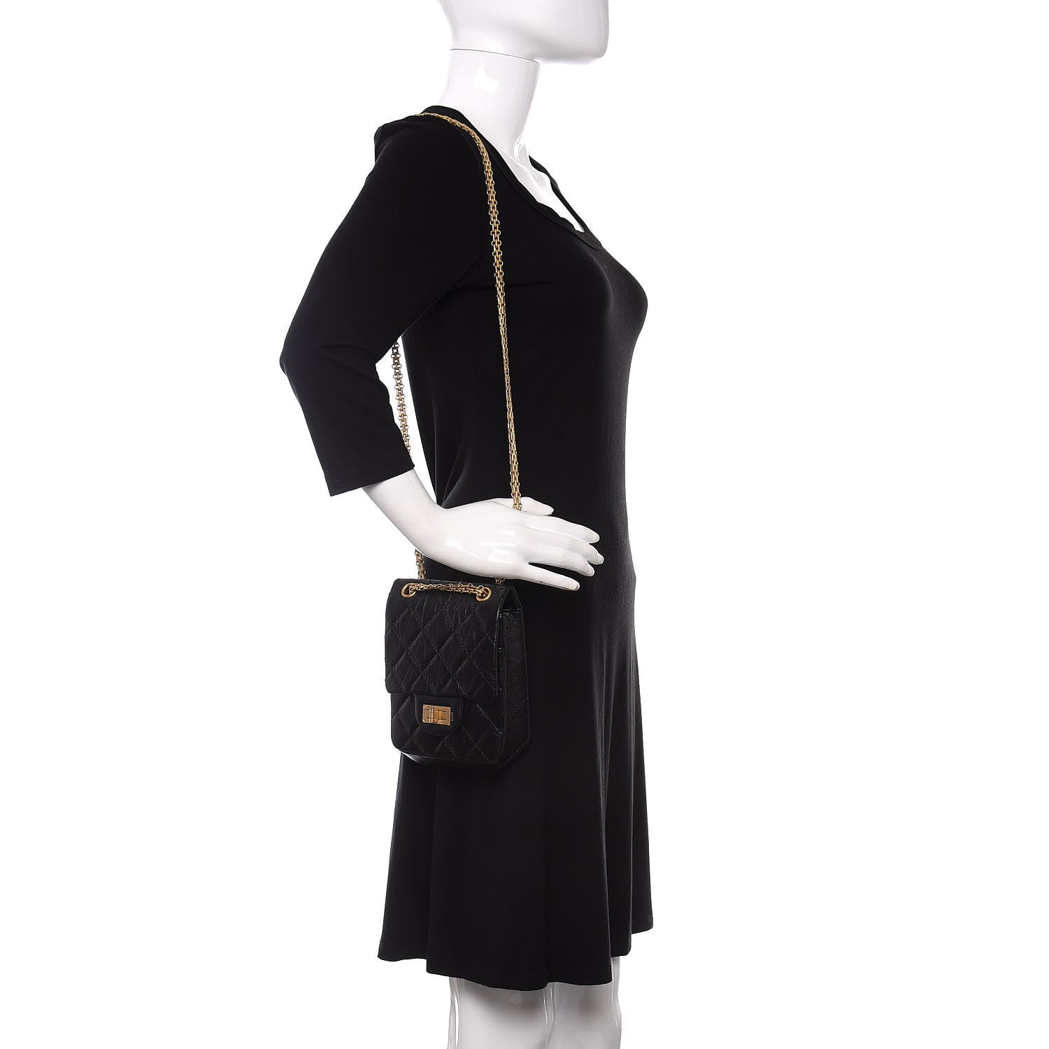 Chanel Aged Calfskin Quilted 2.55 Reissue Mini North South Flap Black 2 of 11